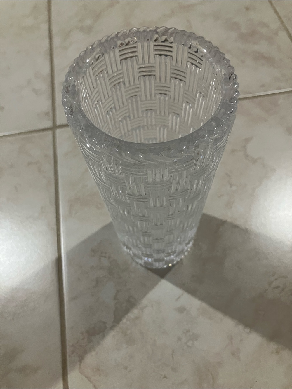 Tiffany & Co. Clear Basketweave Glass Vase